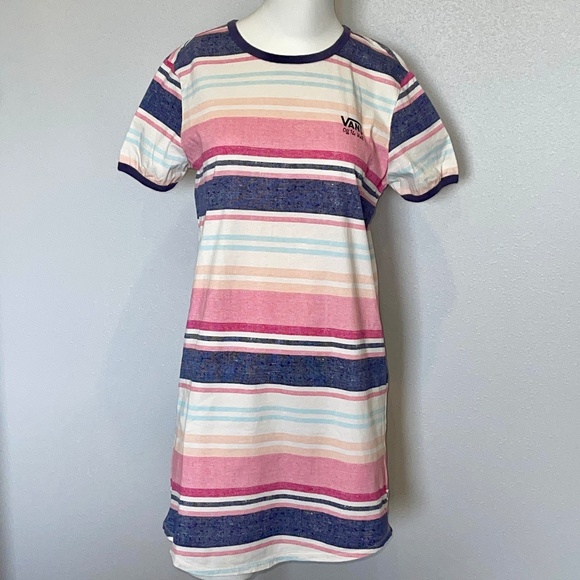 Vans Striped Beach Vibes Skater Dress Size Small 100% Cotton Summer Excellent - Picture 1 of 8